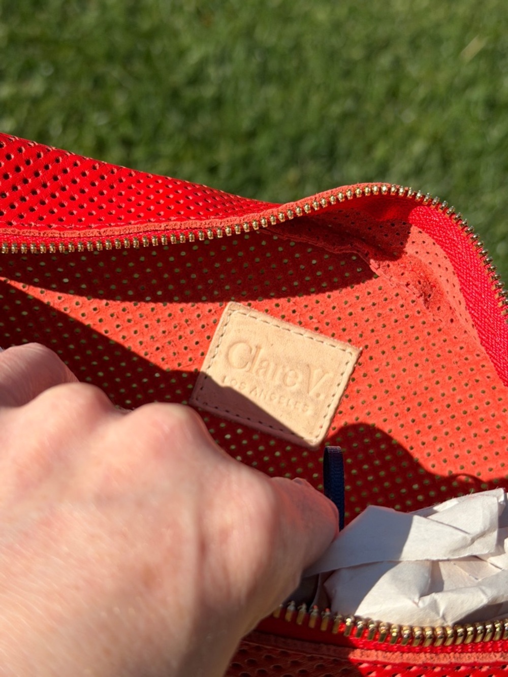 Clare V Grande Fanny Red Tomate Perforated Crossbody Belt Bag Clare V. Vivier - Picture 7 of 10